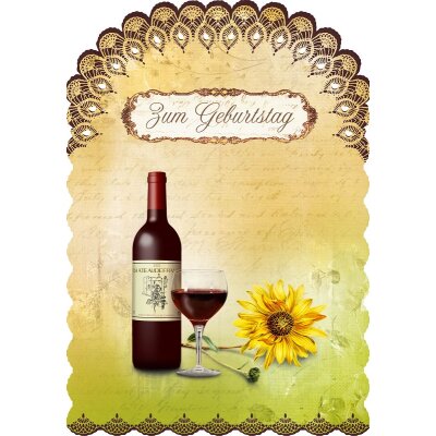 Grußkarte Romantique Zum Geburtstag - le vin