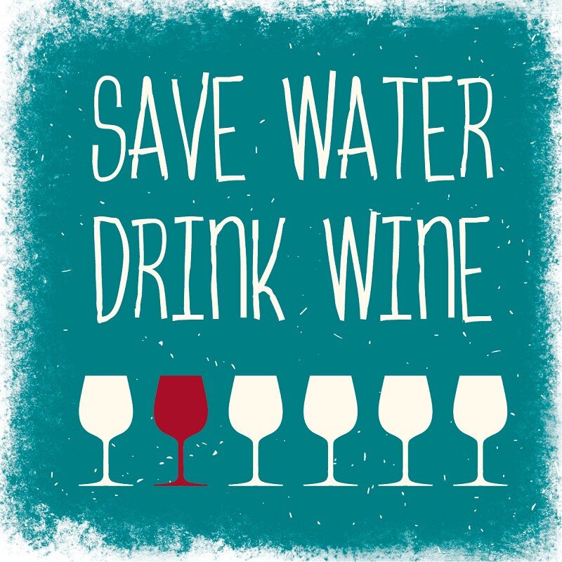Marmorfliese 'Save water drink wine