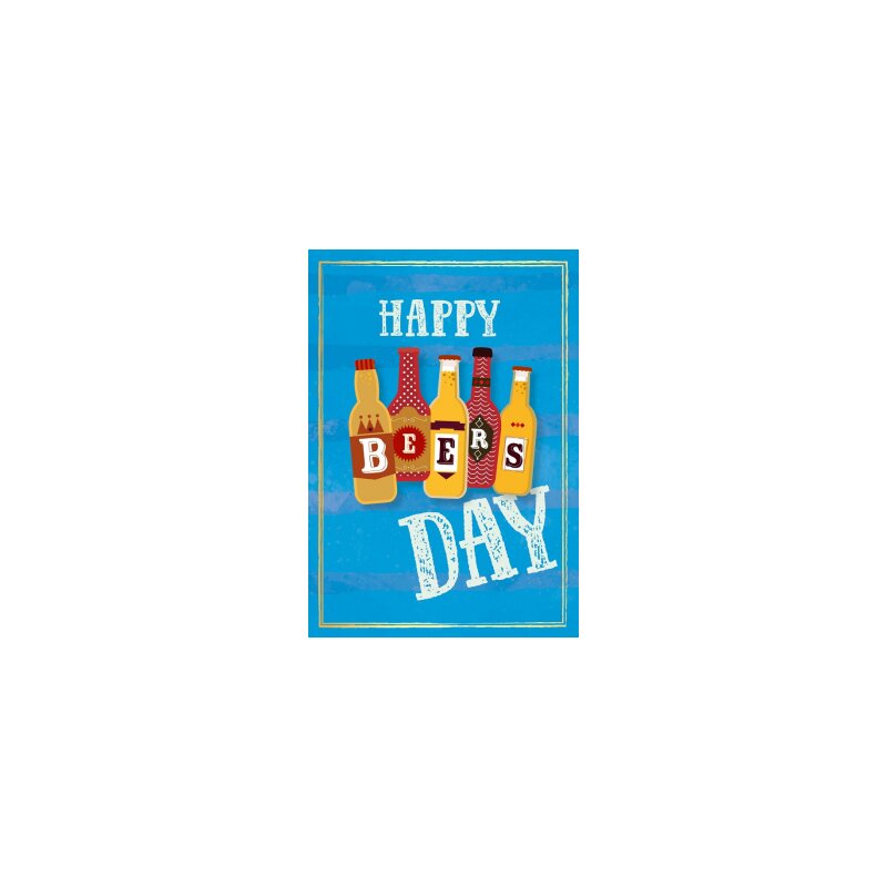 Grußkarte Colorful 'Happy Birthday' - Bierflaschen