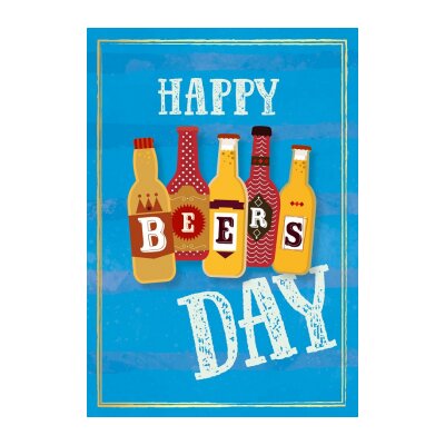 Grußkarte Colorful Happy Birthday - Bierflaschen