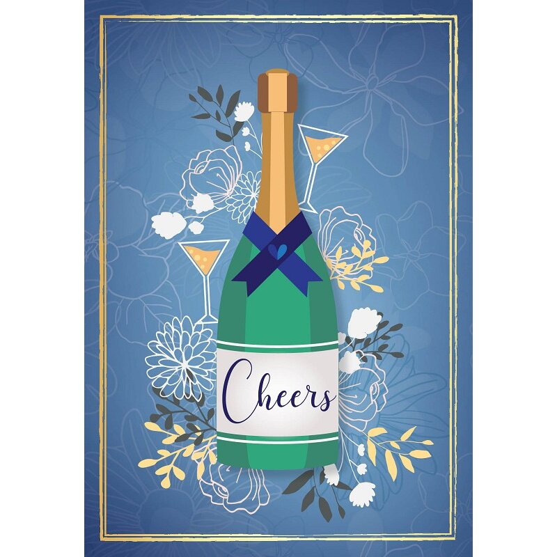 Grußkarte Colorful 'Cheers' - Flasche
