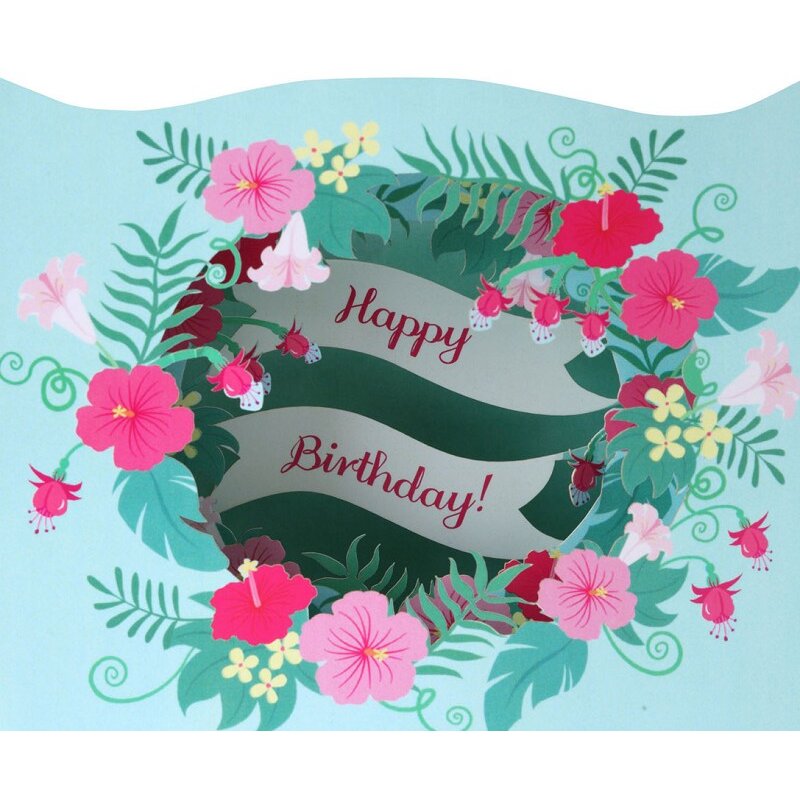 3D Grußkarte 'Happy Birthday' - Blumen