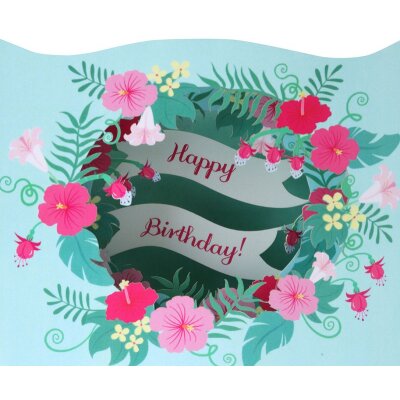 3D Grußkarte Happy Birthday - Blumen