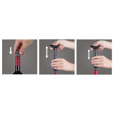 VACU VIN Weinpumpe Concerto schwarz (1 Pumpe, 3 Stopfen, 1 Weinausgieer)