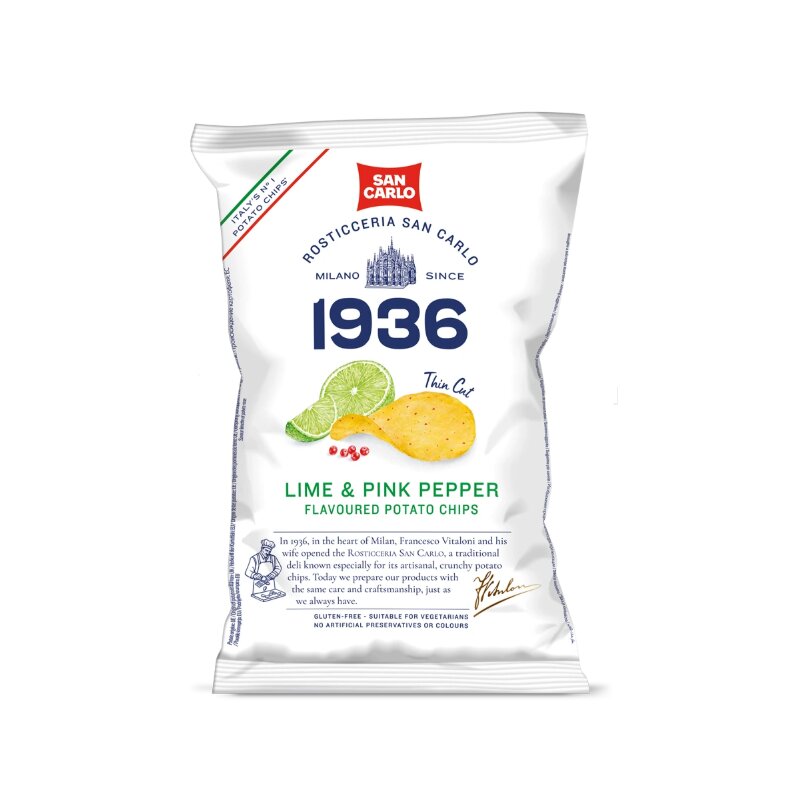 SAN CARLO 1936 Chips mit Limetten und rosa Pfeffer | Capri - 150g