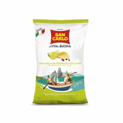 SAN CARLO la VITA e BUONA Chips mit Limetten und rosa Pfeffer | Capri - 150g