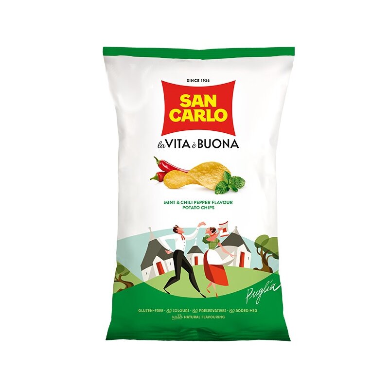 SAN CARLO la VITA è BUONA Chips Minze und Chilli -150g