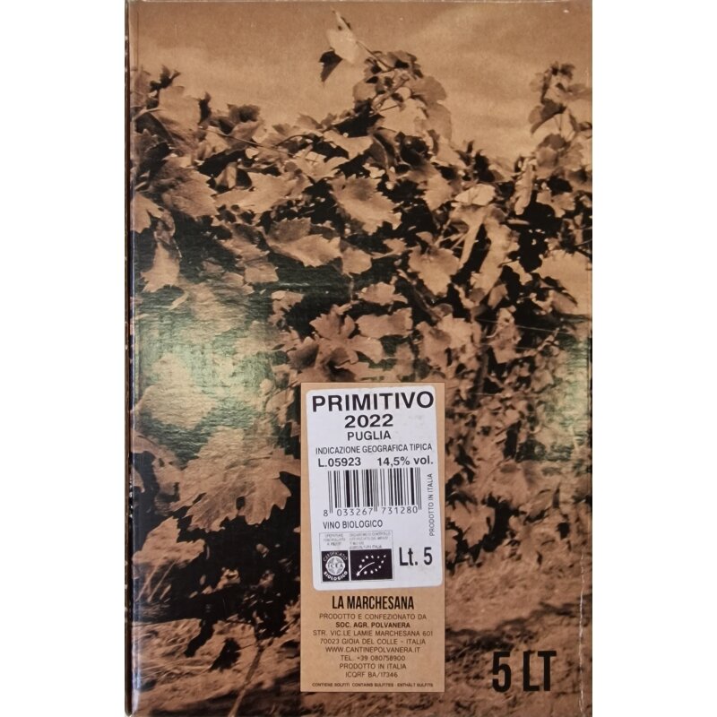 POLVANERA Primitivo 'La Marchesana' 2023 IGT - BIO - 5 Liter Bag in Box